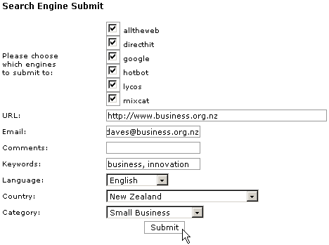 Submitting your site to search engines